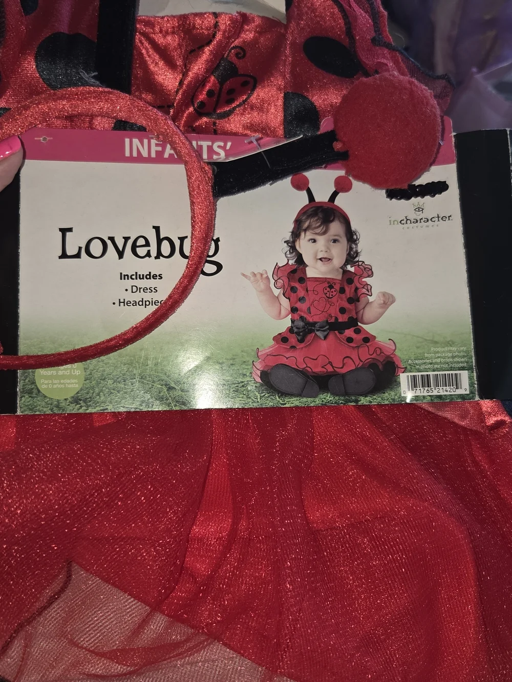 Lovebug Infant Red Ladybug Costume Dress with Headpiece